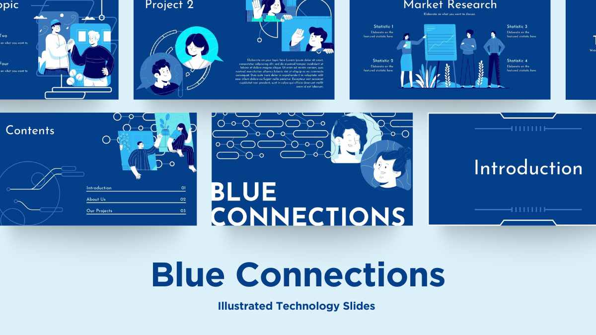 Plantillas Ilustradas Modernas de Conexiones Azules - diapositiva 1