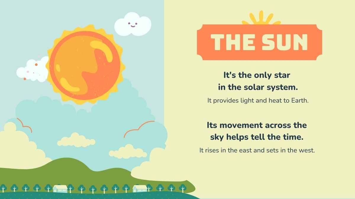 Pelajaran Matahari, Bulan, dan Bintang dengan Ilustrasi Lucu untuk Anak Pra-Sekolah - slide 7