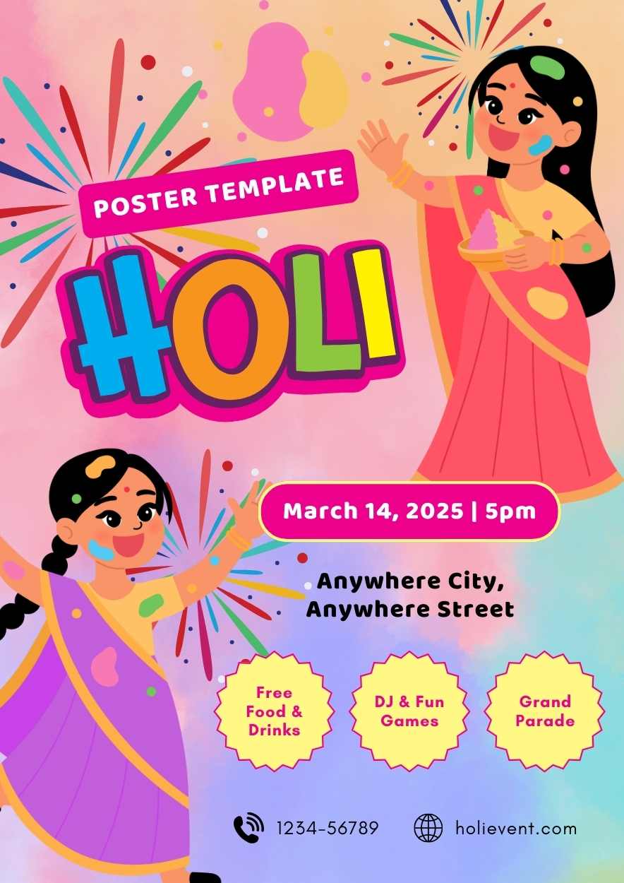 Poster Ilustrasi Festival Holi - slide 2