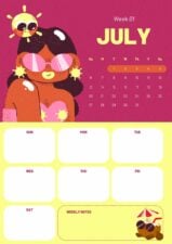 Kalender Planner Bergambar Juli