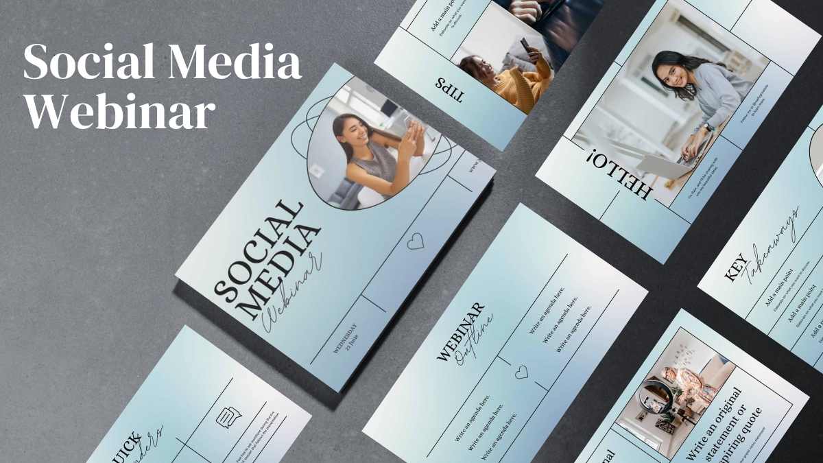 Slides Elegantes para Webinar em Azul Claro para Mídias Sociais - deslizar 1