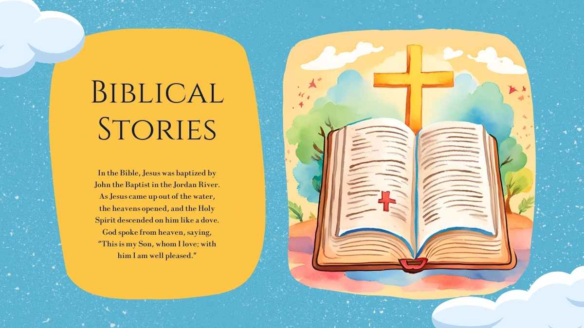 Slide Bergambar Ilustrasi Cat Air Pembaptisan Yesus untuk Anak-anak - slide 12
