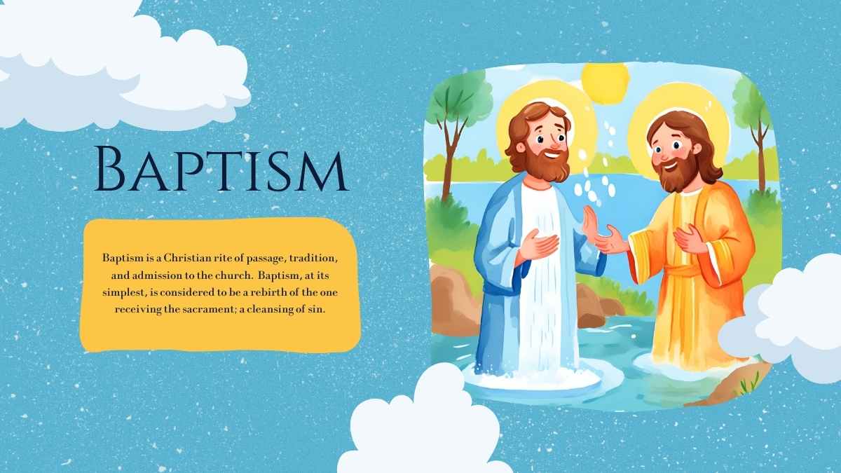 Slide Bergambar Ilustrasi Cat Air Pembaptisan Yesus untuk Anak-anak - slide 4