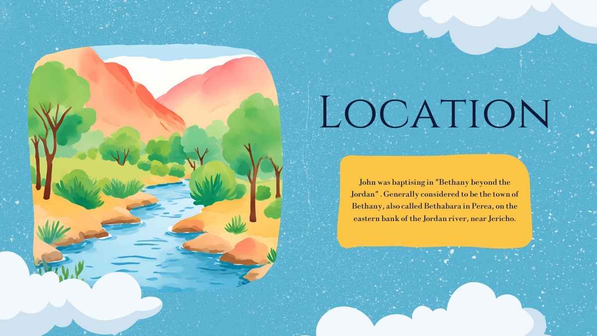 Slide Bergambar Ilustrasi Cat Air Pembaptisan Yesus untuk Anak-anak - slide 5